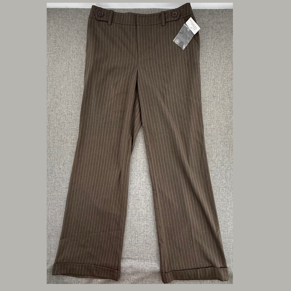NEW! Merona Classic Fit Trouser Pants Brown Size 4 Brown Wide Leg Relaxed Fit